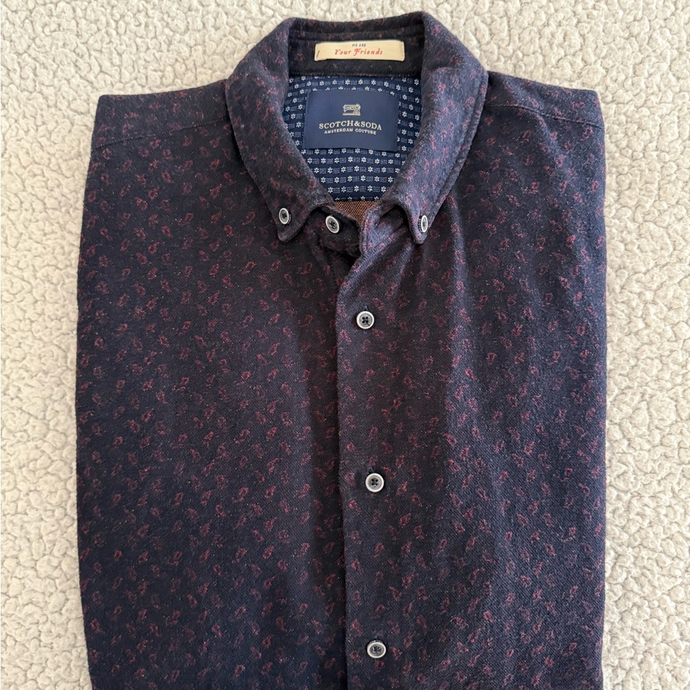 Scotch & Soda Men's Dark Blue Shirt with Red Design